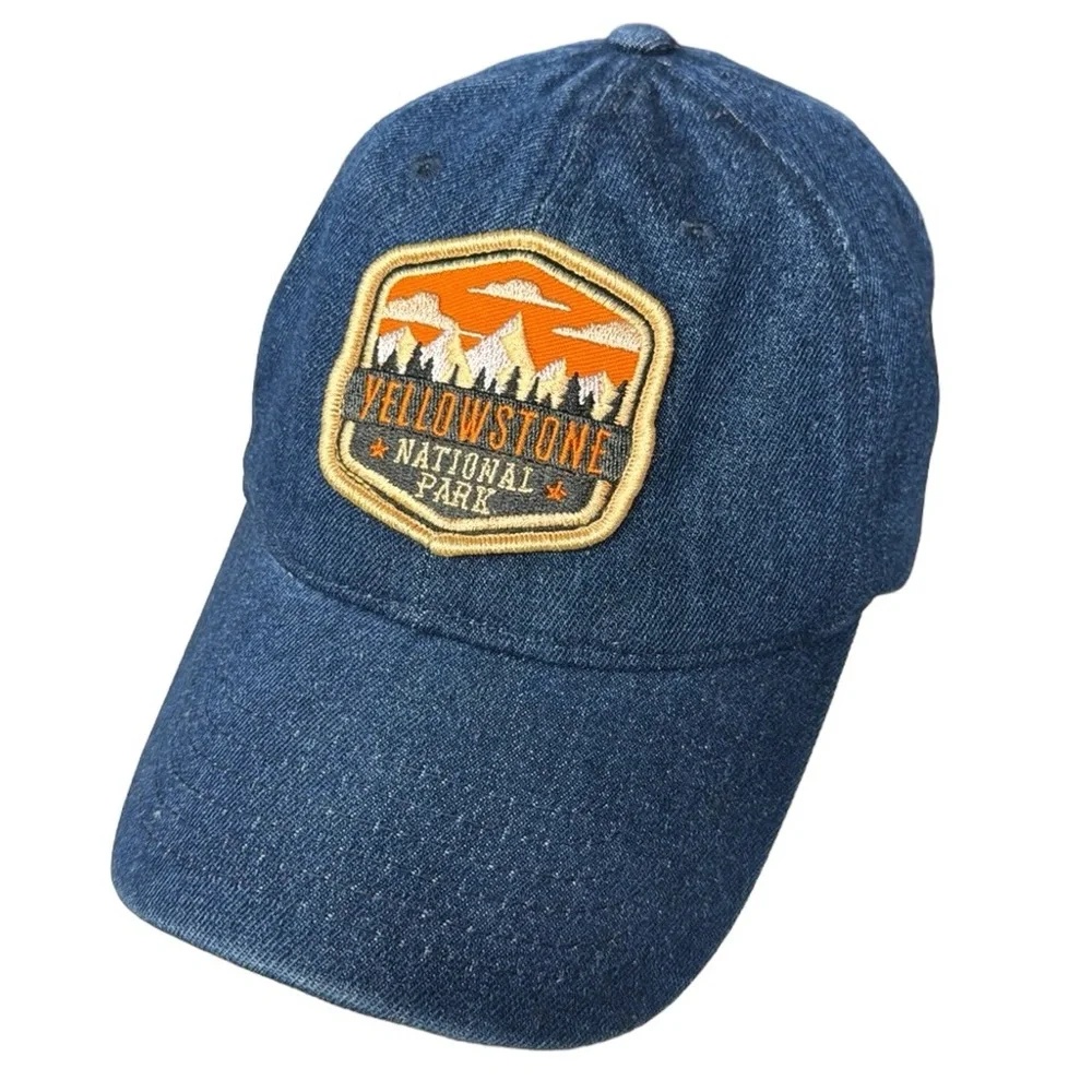 Yellowstone National Park National Parks Distressed Denim Embroidered Hat Cap
